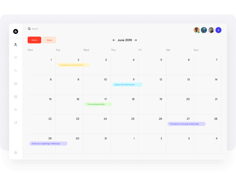 Project calendar view
